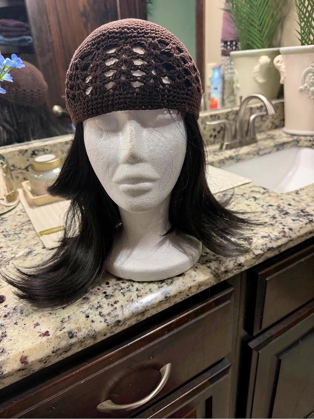 Brown Crochet Cap